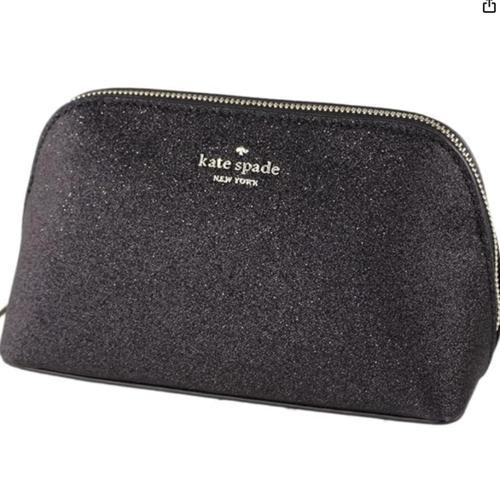 ♠️ Kate Spade New York Shimmy Glitter Fabric Small Cosmetic Case (Black) ♠️